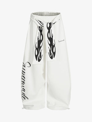 Stylish Flame Print Wide-Leg Pants for Casual Wear 