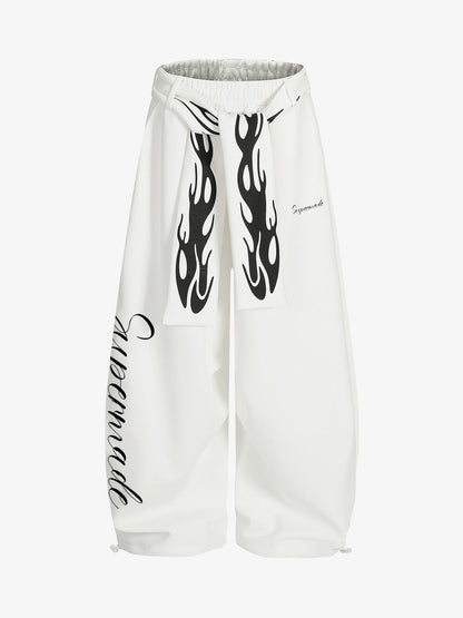 Stylish Flame Print Wide-Leg Pants for Casual Wear 
