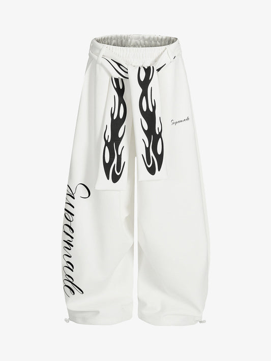 Stylish Flame Print Wide-Leg Pants for Casual Wear 