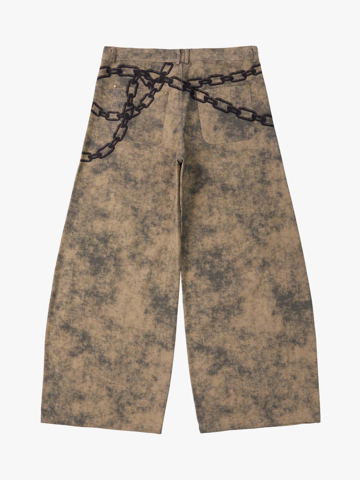 Supermade Distressed Chain And Key Print Baggy Pants 