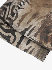 Thesupermade Distressed Animal Pattern 3D Print Jeans