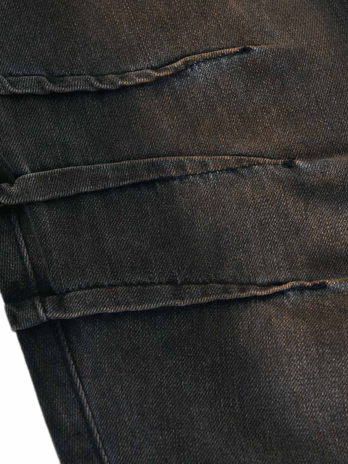 Washed Pleated Straight Jeans - 2263