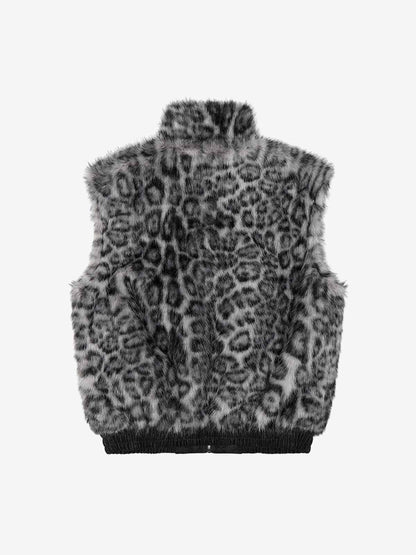 Stylish Sleeveless Vest with Leopard Trim for Men and Women - Perfect for Casual and Trendy Looks 