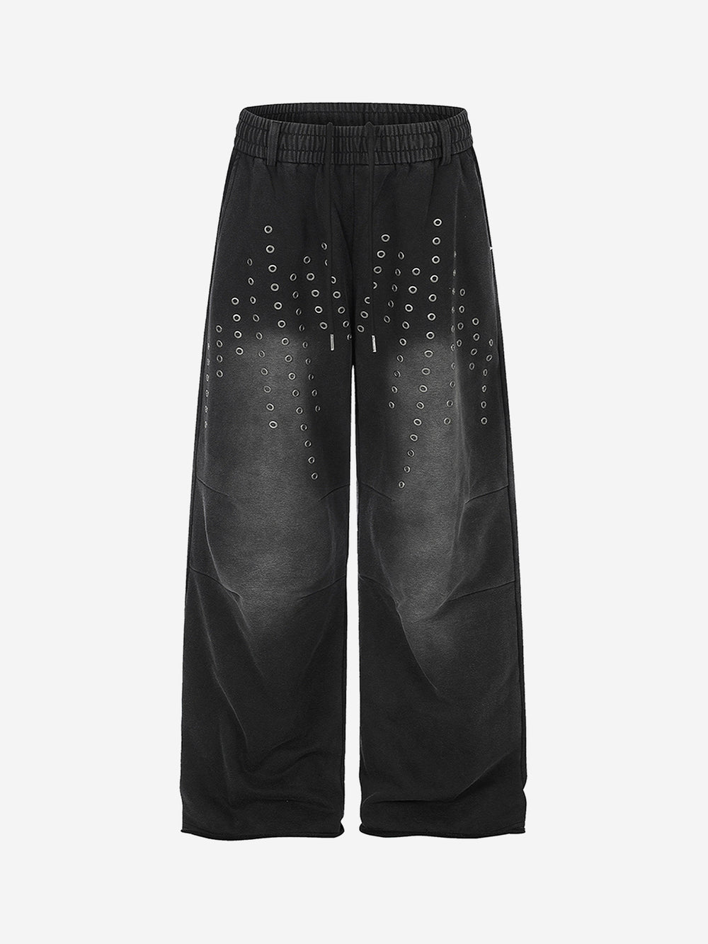 Washed Embroidered Eyelet Studded Pants
