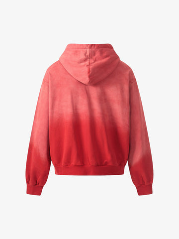 Distressed "23" Patch Zip Up Hoodie 