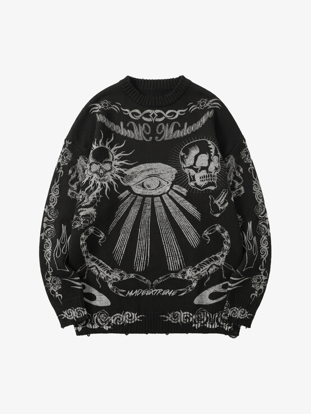 Dark Flame Skull Crewneck Sweater