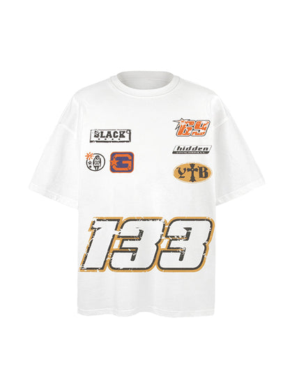 Patchwork Graphic Print Oversized Tee 