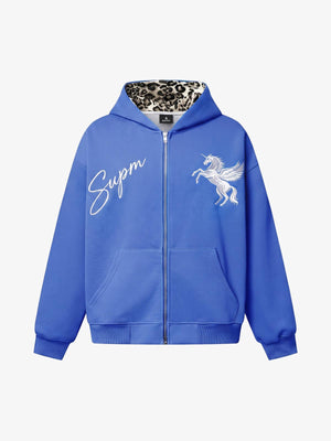 Embroidered Pegasus Zip-Up Hoodie