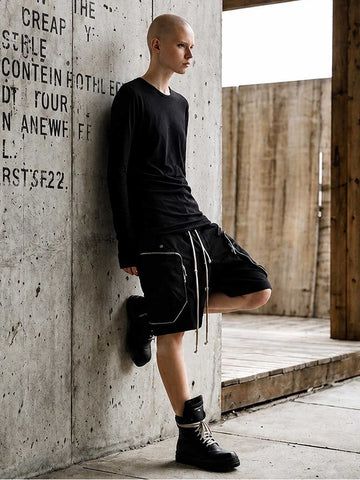 Water-Resistant Cargo Shorts – Polyamide Elastic Waist Relaxed Fit Utility Shorts