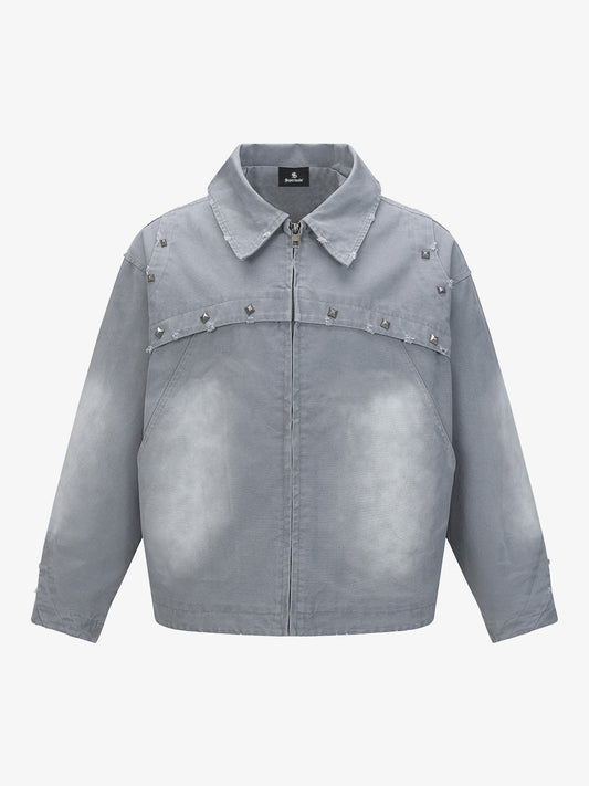 Thesupermade Street Punk Heavy-duty Studded Distressed Jacket 