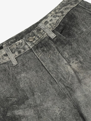 Vintage Heavy Distressed Washed Barrel Jeans 