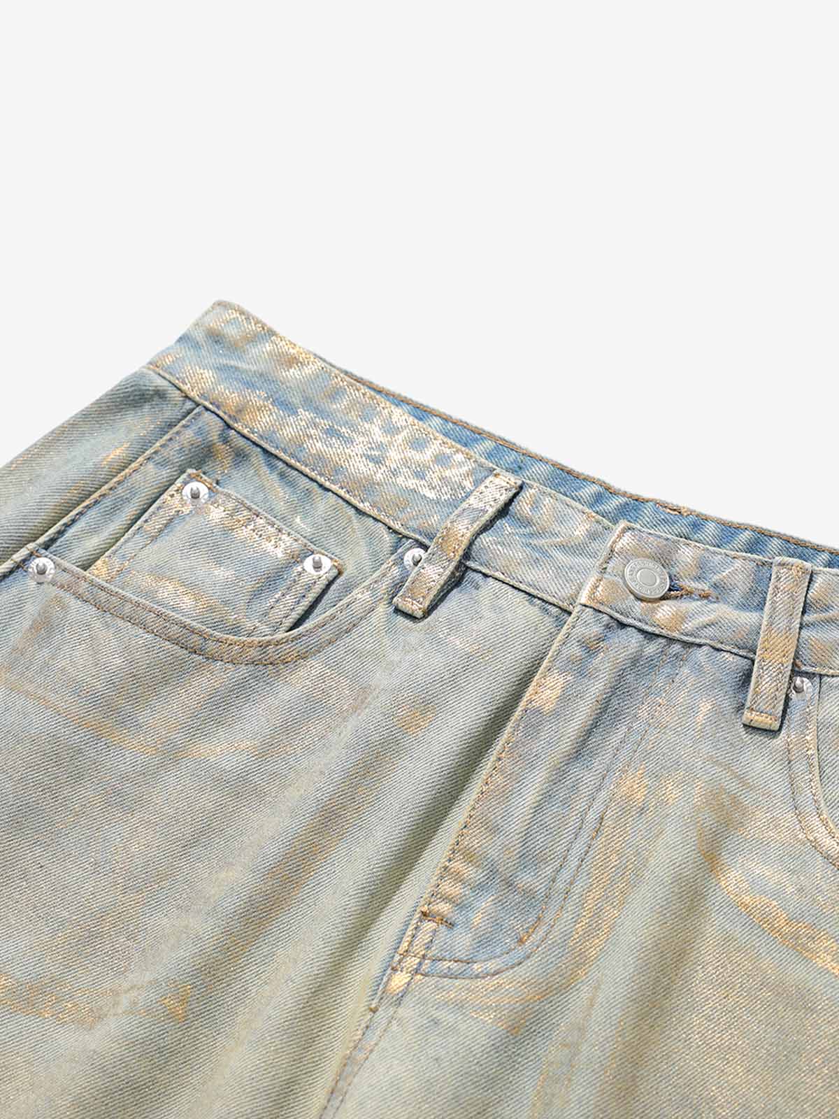 Wide-Leg Denim Trousers with Distressed Details for Everyday Style 