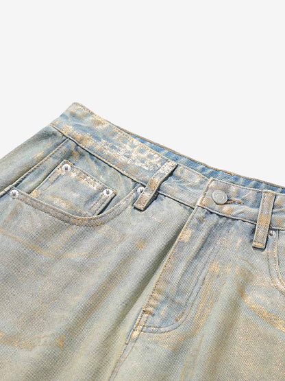 Wide-Leg Denim Trousers with Distressed Details for Everyday Style 