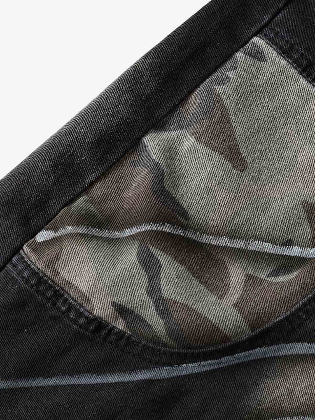 Butterfly Spray Graphic Camo Pocket Barrel Jeans