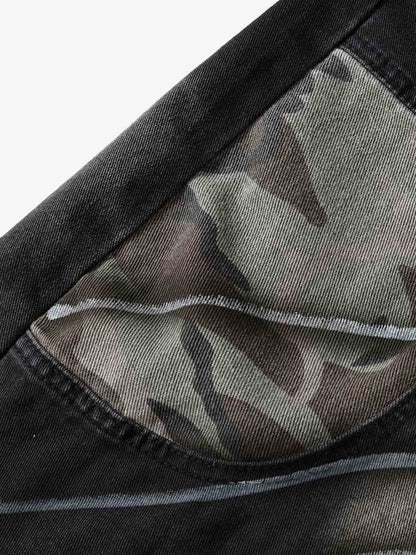 Butterfly Spray Graphic Camo Pocket Barrel Jeans