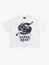 T-shirt délavé déchiré style gothique métal liquide