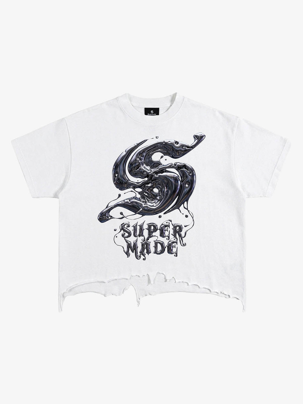 Gothic Liquid Metal Ripped Washed T-Shirt 