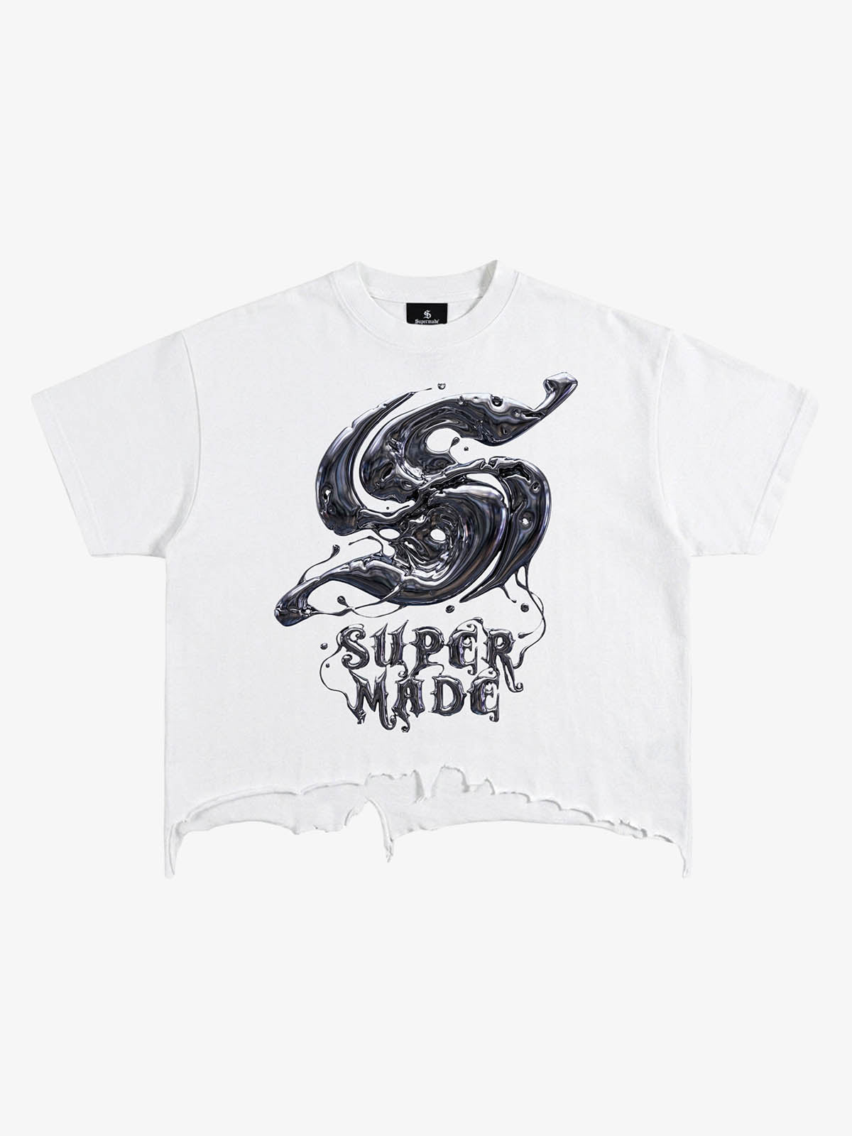 Gothic Liquid Metal Ripped Washed T-Shirt 