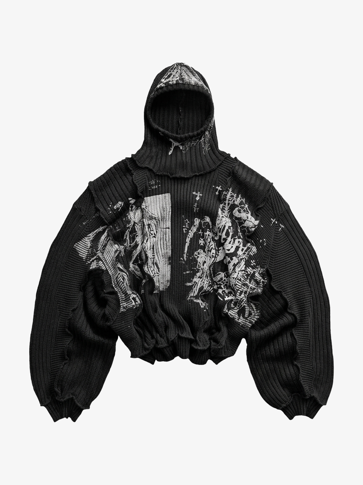 Grunge Dark-Aesthetic Ripped Pullover Sweater