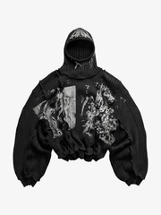 Grunge Dark-Aesthetic Ripped Pullover Sweater