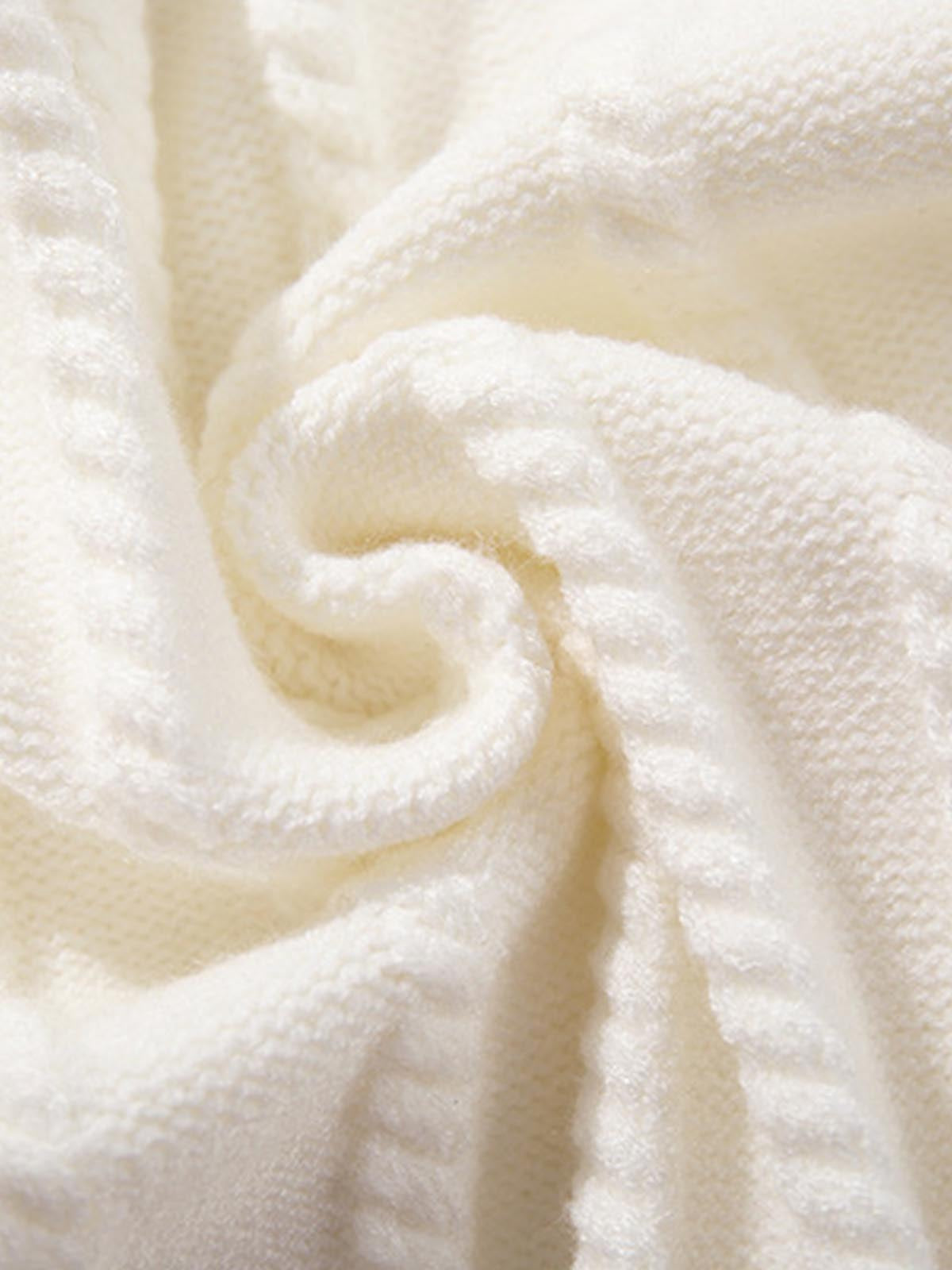 Retro Contrast Trim Ribbed Knit Polo Sweater 