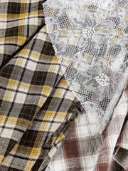 Falda de patchwork a cuadros con encaje irregular de piel sintética de Thesupermade