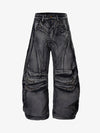 Grunge Deconstructed Eyelet Baggy Jeans