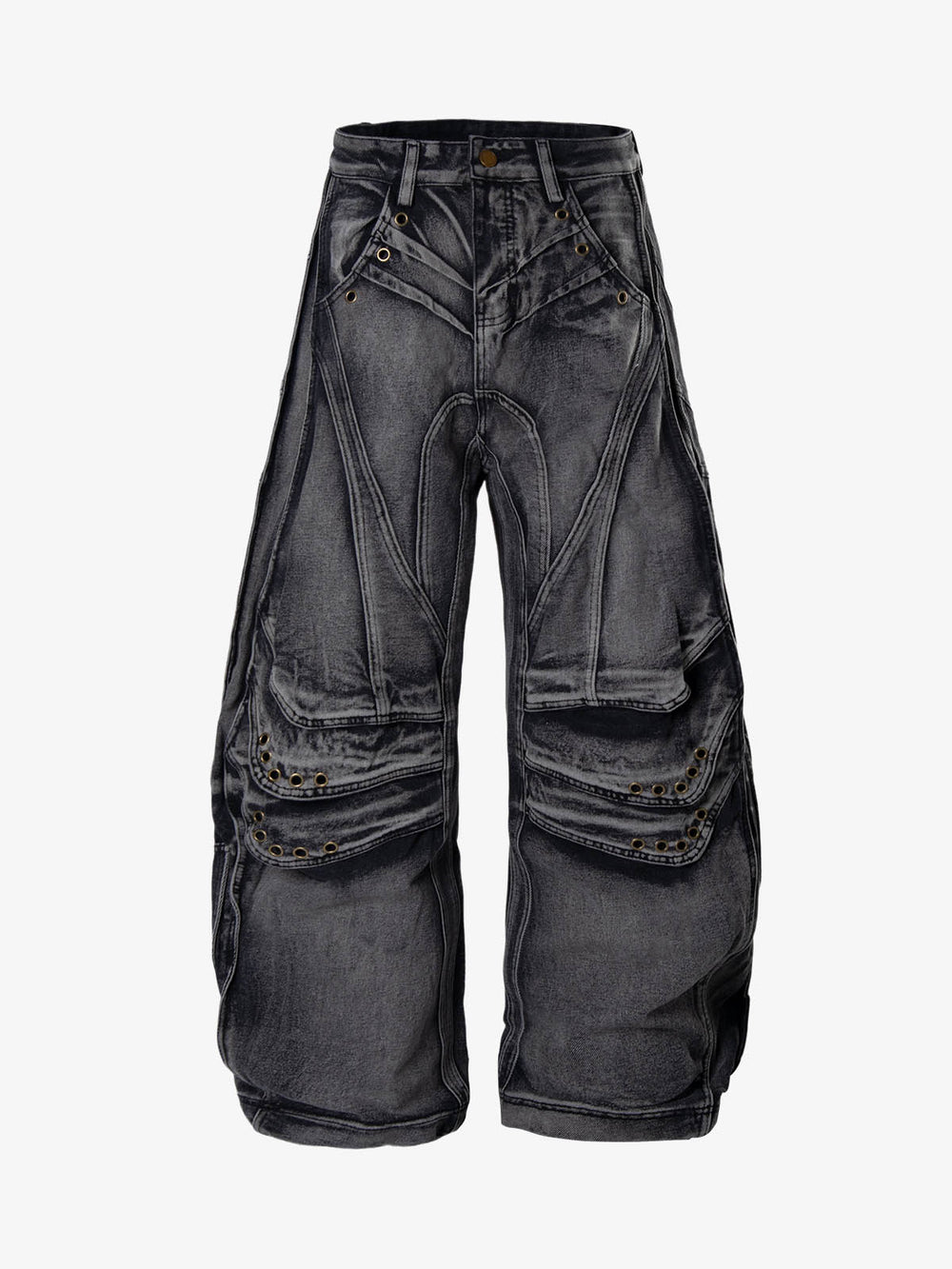 Grunge Deconstructed Eyelet Baggy Jeans