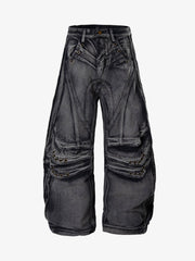 Grunge Deconstructed Eyelet Baggy Jeans