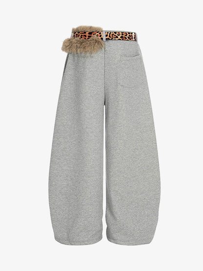 Stylish Wide-Leg Pants with Leopard Print Belt for Men and Women 