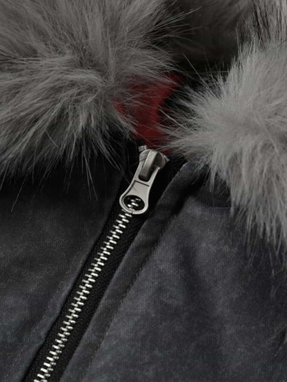 Winter Warmth Bomber Jacket with Faux Fur Collar - Stylish and Cozy Outerwear for Men 