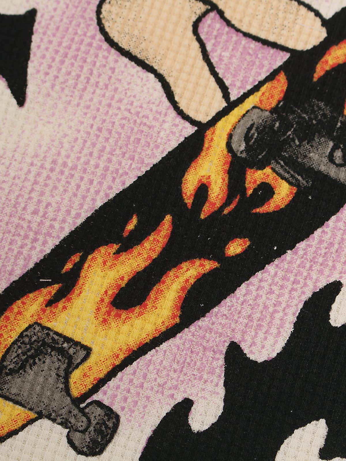 Waffle Knit Skate Wizard Flame Graphic T-Shirt 