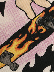Waffle Knit Skate Wizard Flame Graphic T-Shirt 