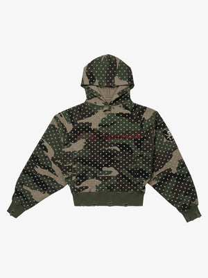 Polka Dot Camo Ripped Hoodie