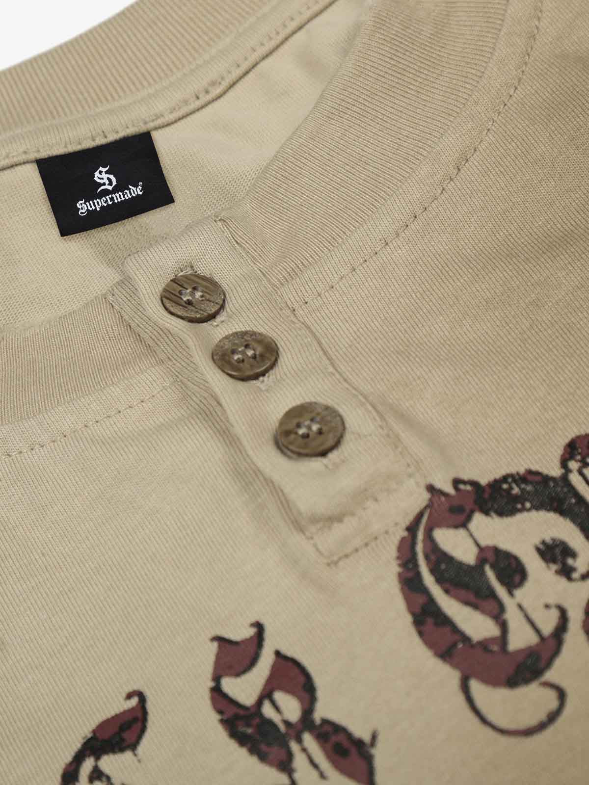 Vintage Band Portrait Graphic Layered Henley T-Shirt