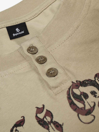 Vintage Band Portrait Graphic Layered Henley T-Shirt