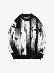 Abstract Portrait Graphic Jacquard Knit Sweater