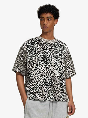 210G Cotton Leopard Print Oversized T-Shirt for Men Fashion Streetwear 