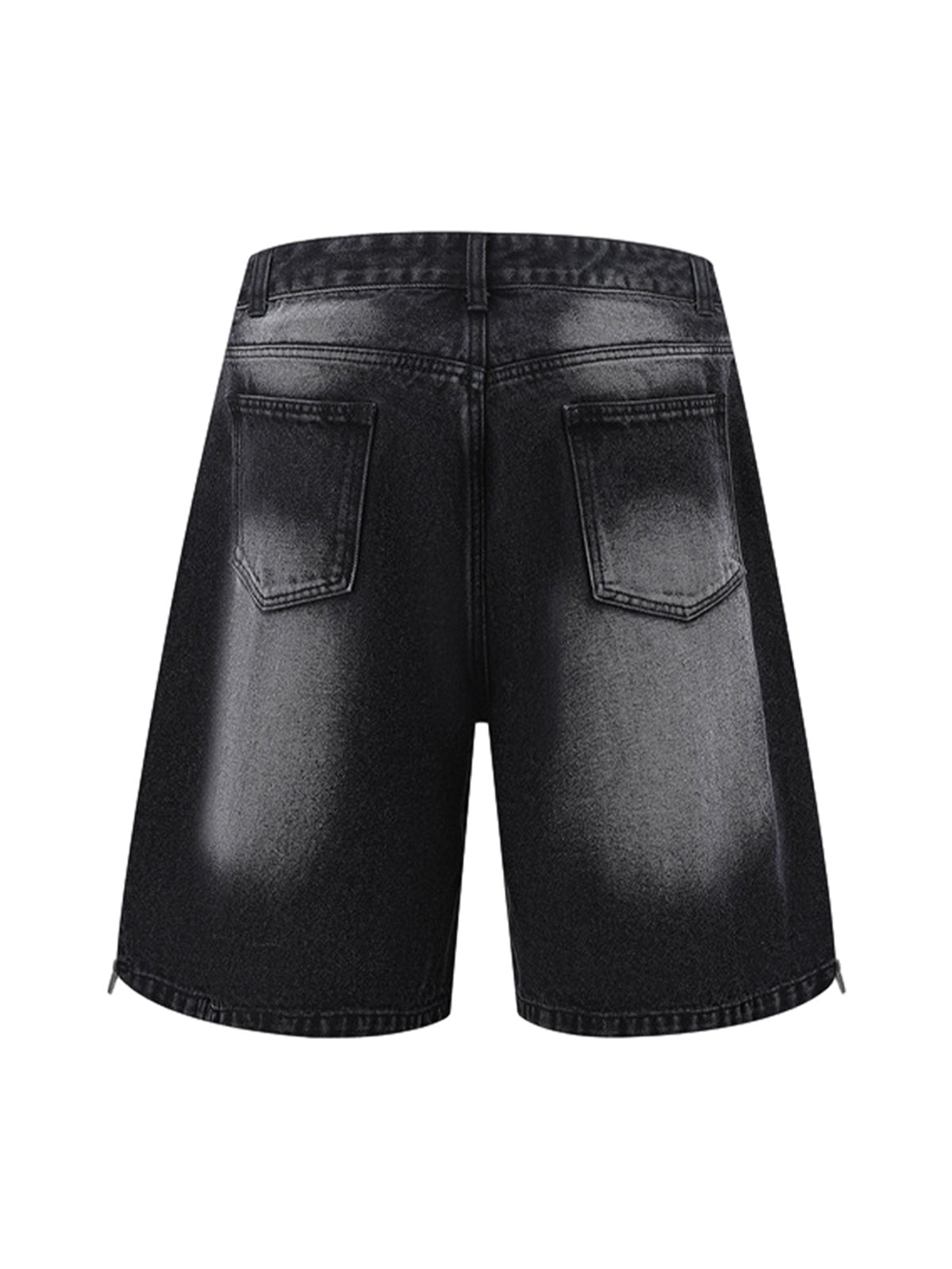 Distressed Washed Workwear Denim Shirt And Jorts Set 