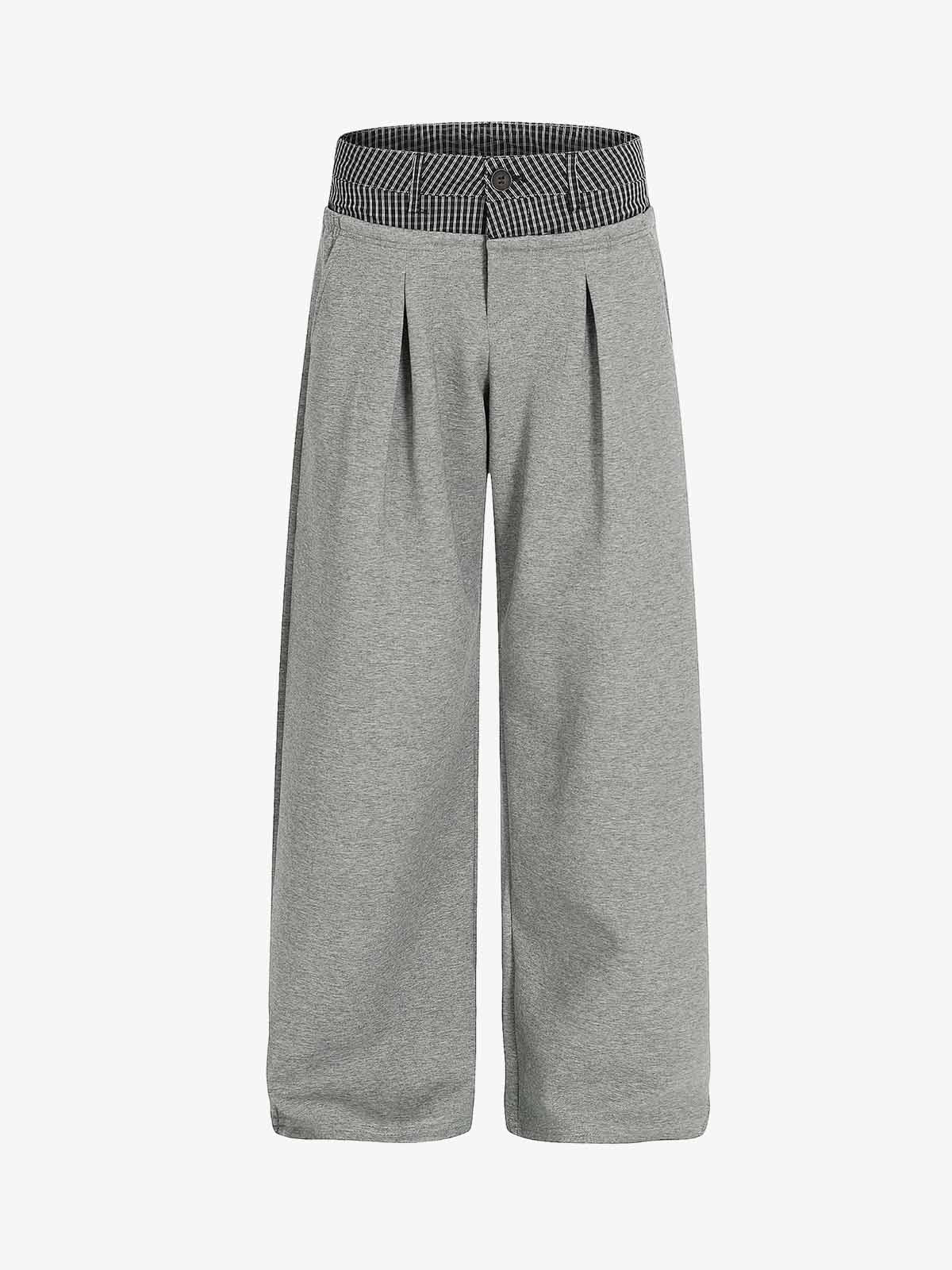 High-Waisted Wide-Leg Pants with Contrast Waistband 