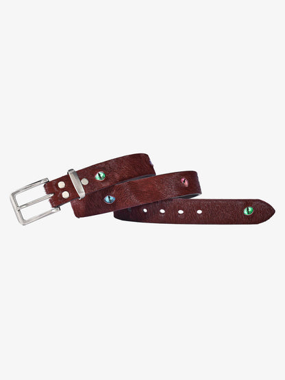 Studded Leather Belt with Eyelet Detail - Stylish and Versatile Accessory for Modern Fashion 