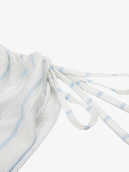 Side Drawstring Stripe Long Sleeve Layering T-Shirt