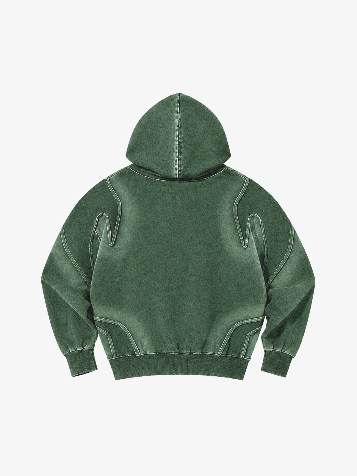 Washed Spray-Edge Zip Hoodie & Curved-Leg Sweatpants Set