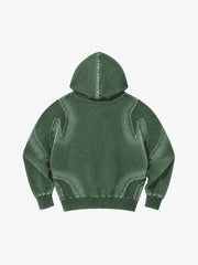 Washed Spray-Edge Zip Hoodie & Curved-Leg Sweatpants Set