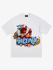 Street Skull Graffiti Artist Flame Flower Font T-Shirt 