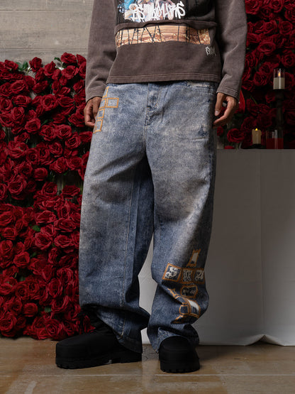 Frame cross print jeans 