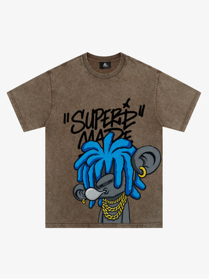 Thesupermade Graffiti Trend Blue Dreadlock Boy T-shirt 