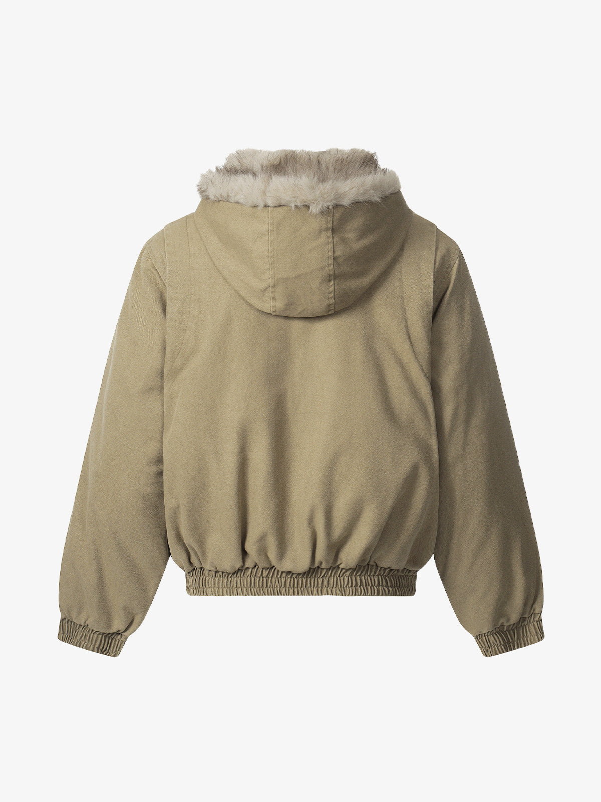 Street Outdoor Detachable Fur Collar Fleece Hooded Padded Jacket 