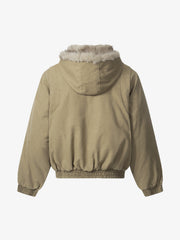 Street Outdoor Detachable Fur Collar Fleece Hooded Padded Jacket 