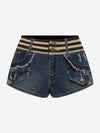 Jeansshorts mit Strickbund und Rissen